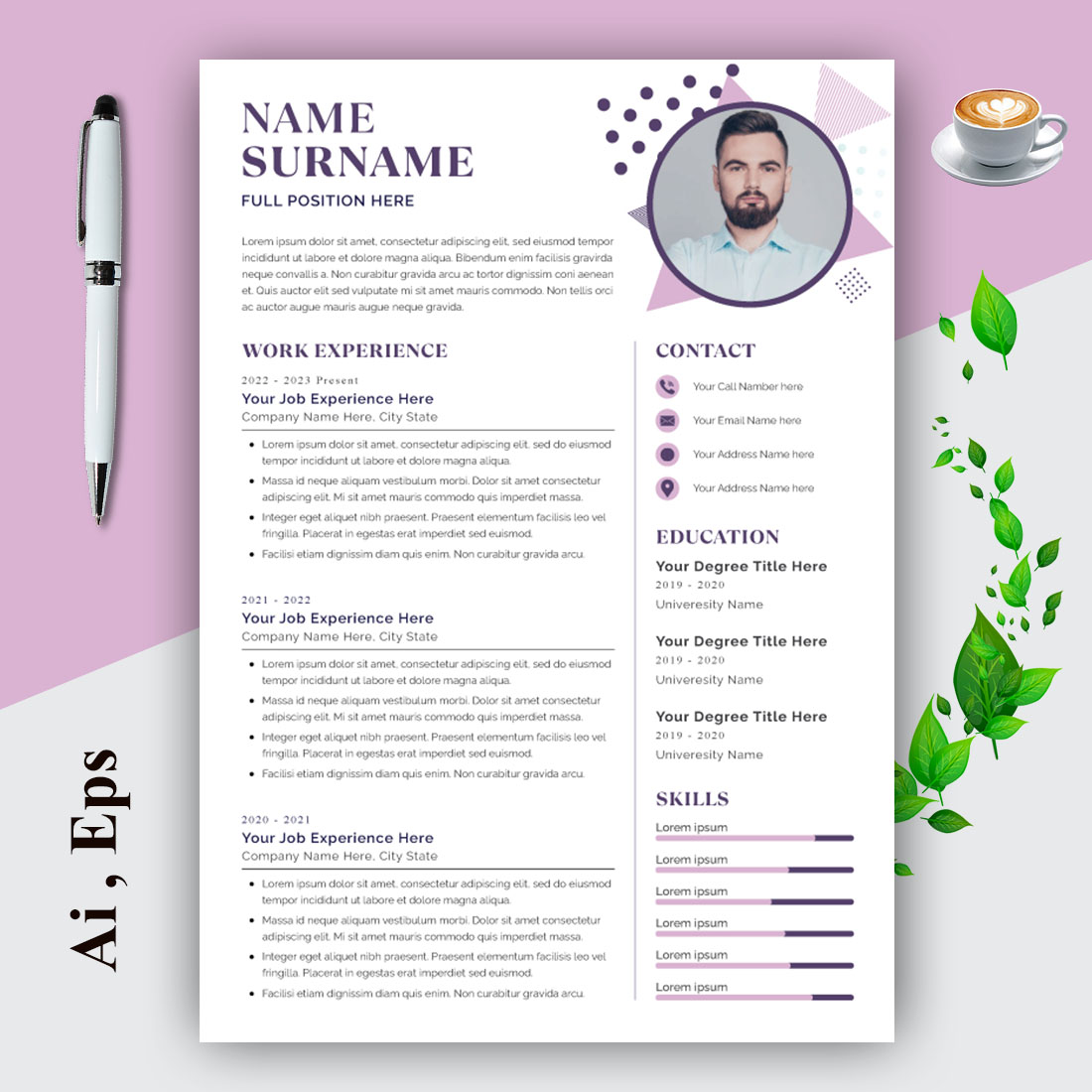 Modern and Minimal Resume Template Layout cover image.