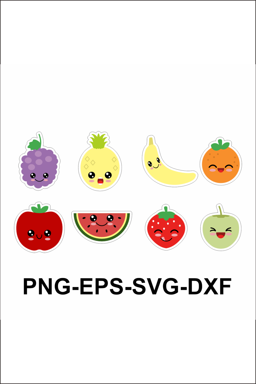 Cute Fruits Sticker pinterest preview image.