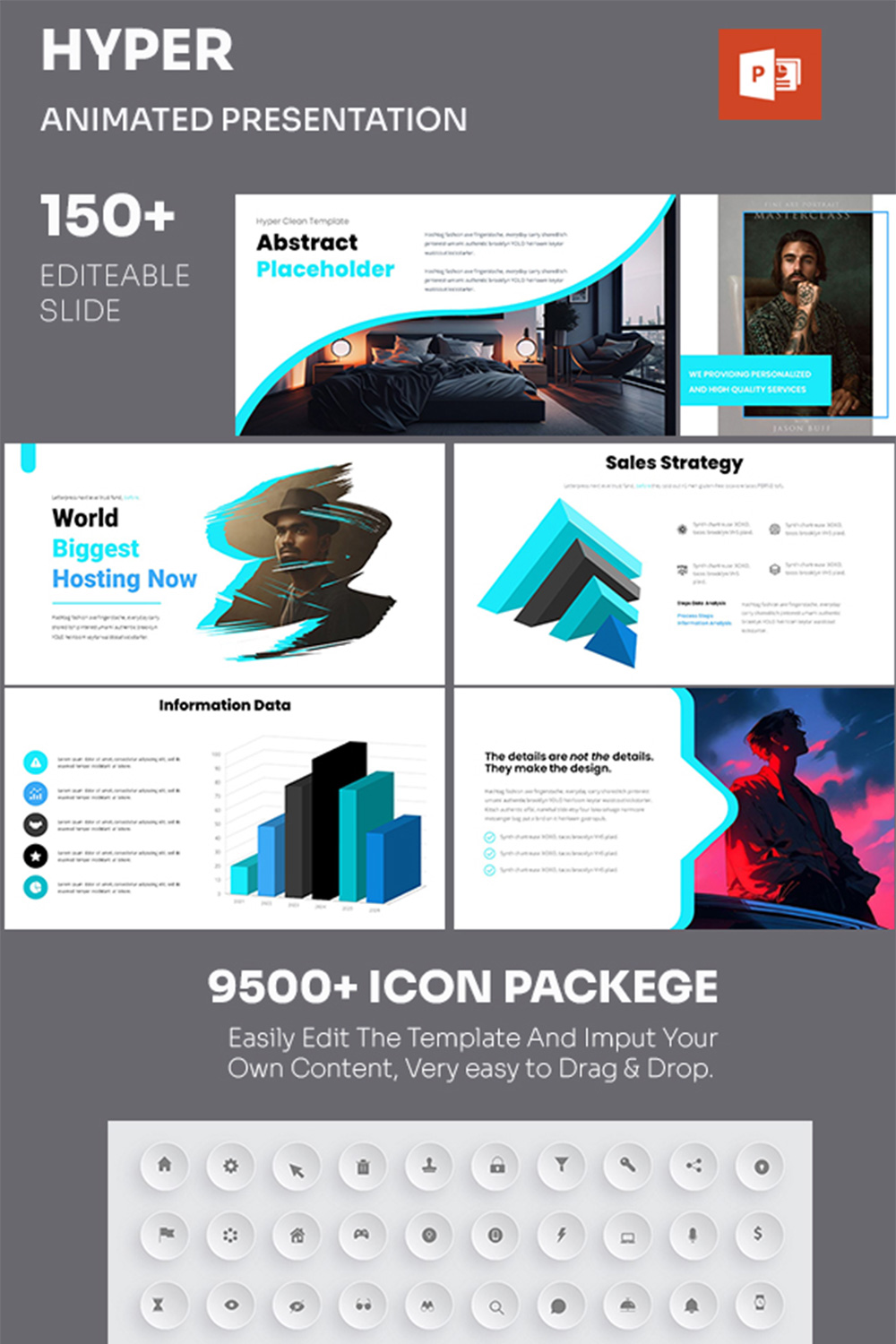 Hyper Animated Quick PowerPoint Presentation Template pinterest preview image.