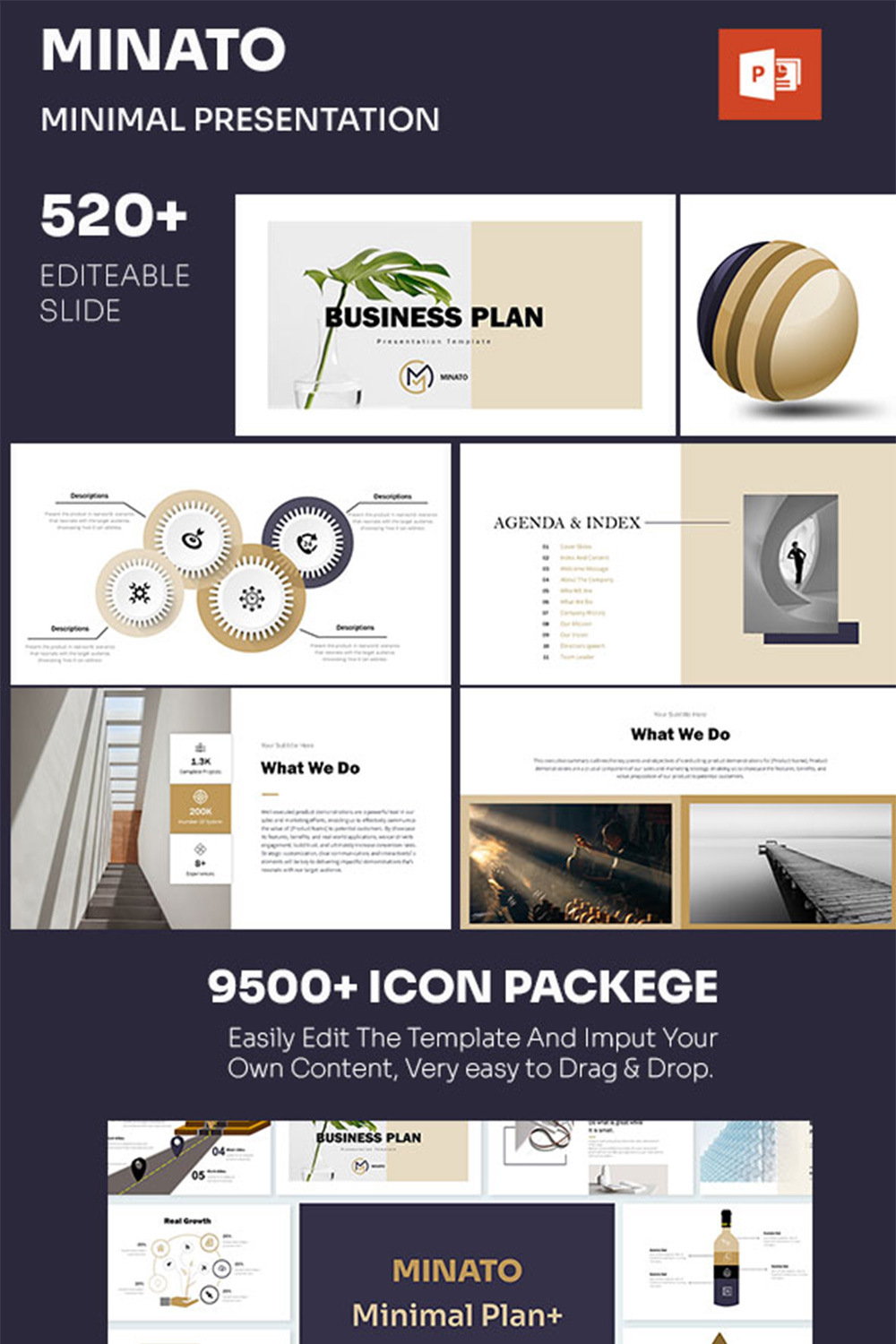 Minato Business PowerPoint Presentation Template pinterest preview image.