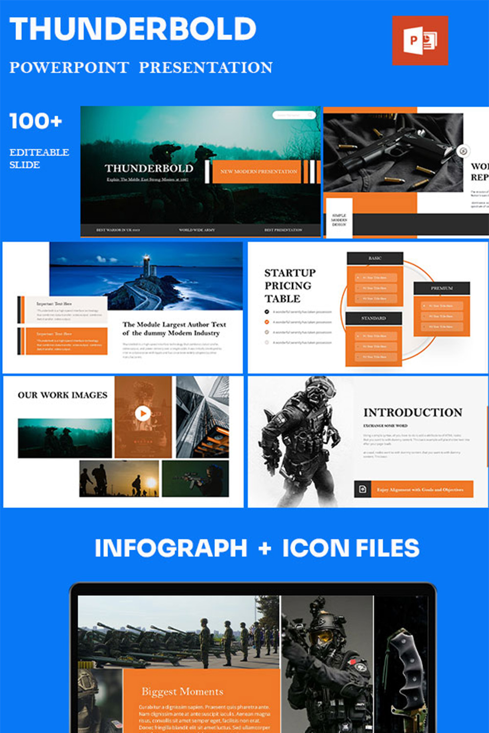 Thunder-Bold PowerPoint Presentation Template pinterest preview image.