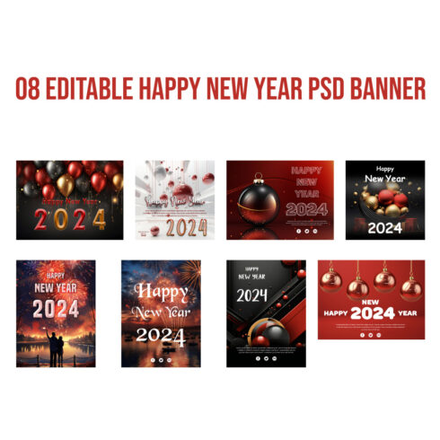 08 Happy new year social media editable psd template cover image.