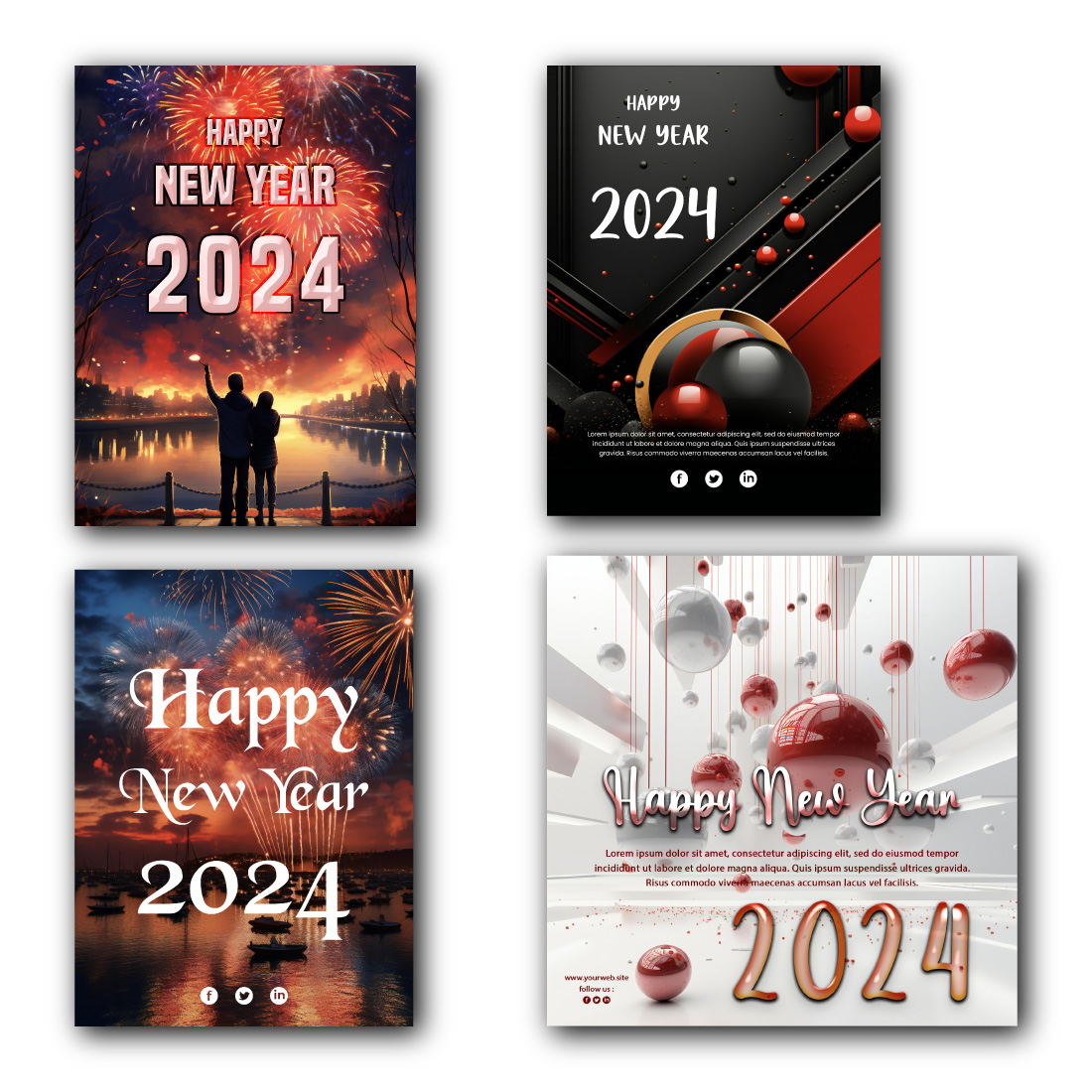 08 Happy new year social media editable psd template preview image.