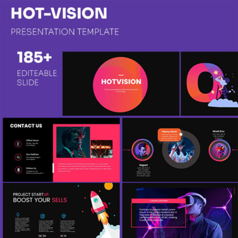 Hot-Vision keynote Presentation Template cover image.