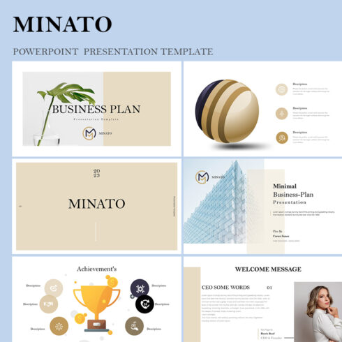Minato Business PowerPoint Presentation Template cover image.