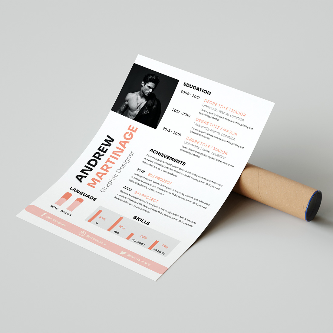 Easy Resume Design Template preview image.