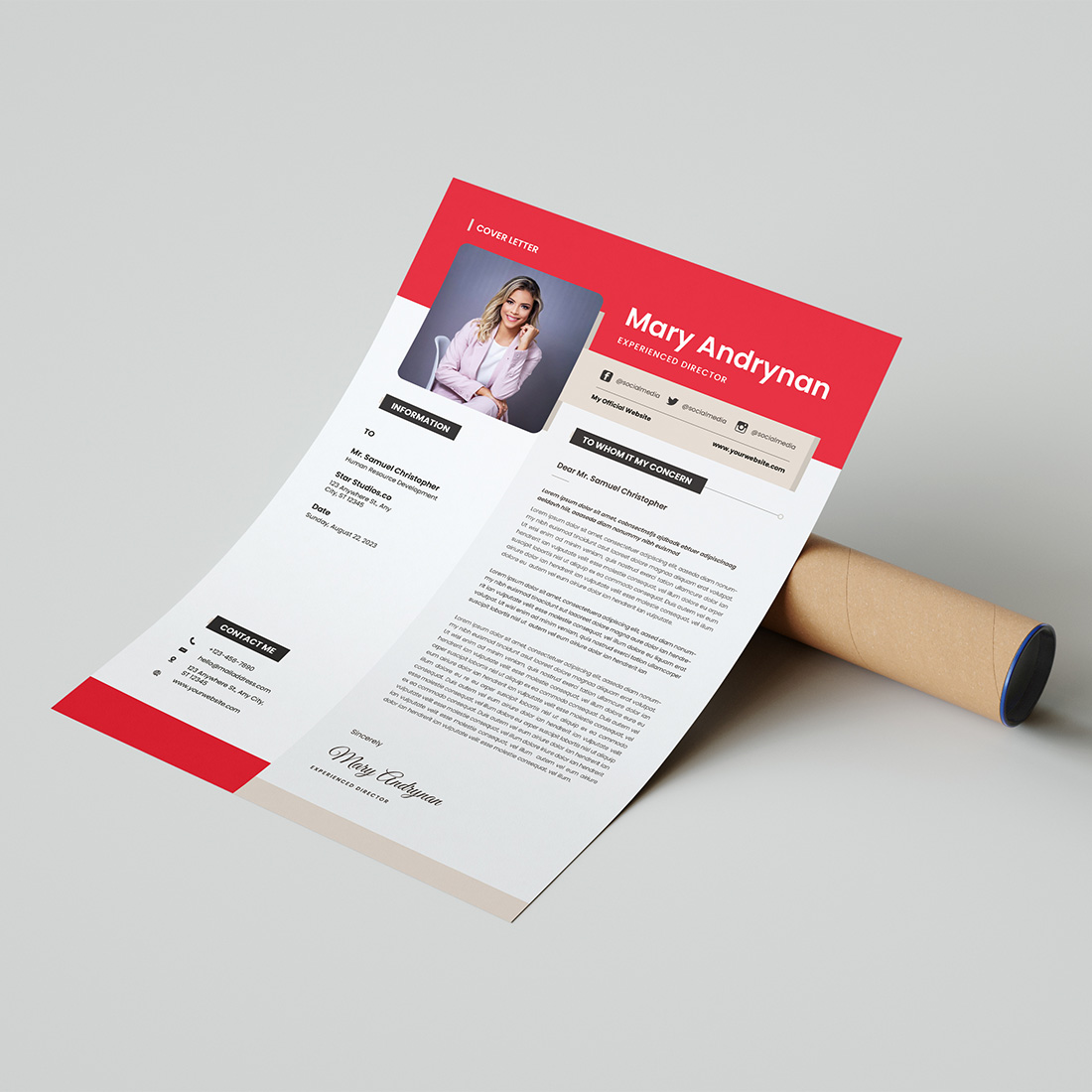 Modern Resume Cover Letter Template CV preview image.