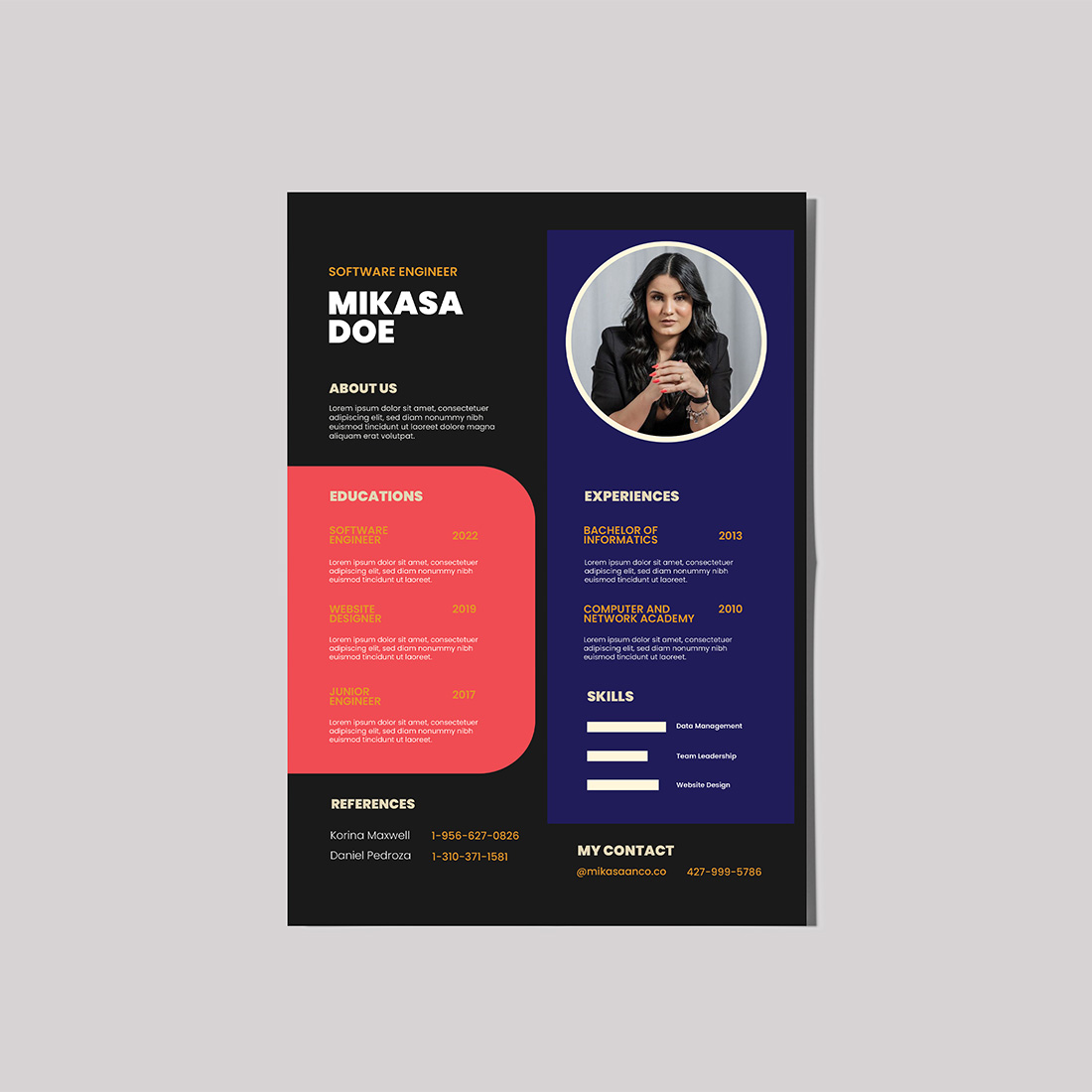 Professional Resume Template Page cover image.