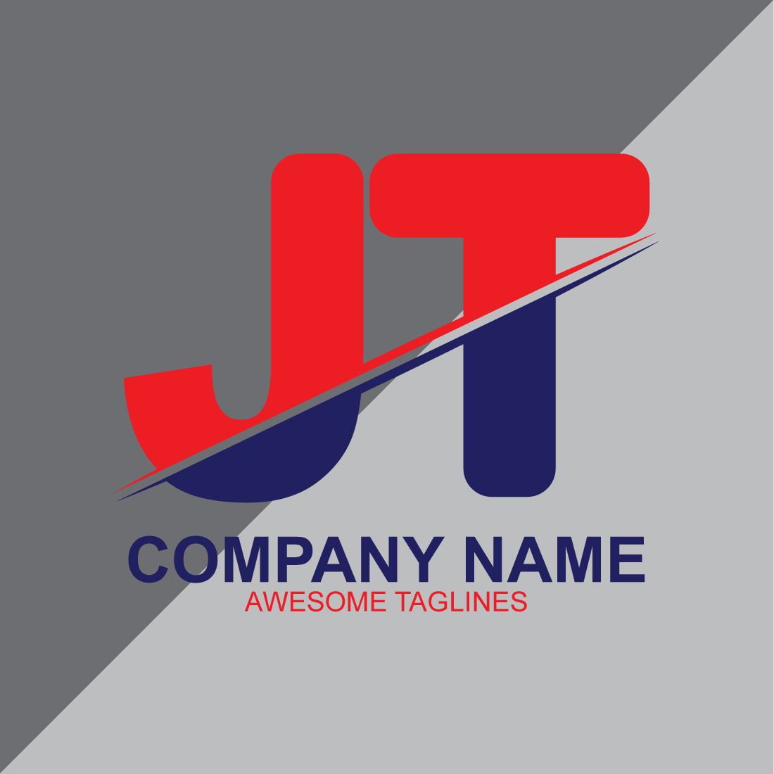 Professional JT letter logo template design preview image.