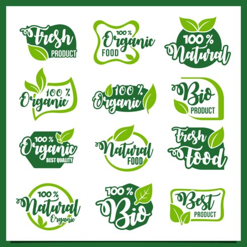 12 Natural food design logo collection cover image.