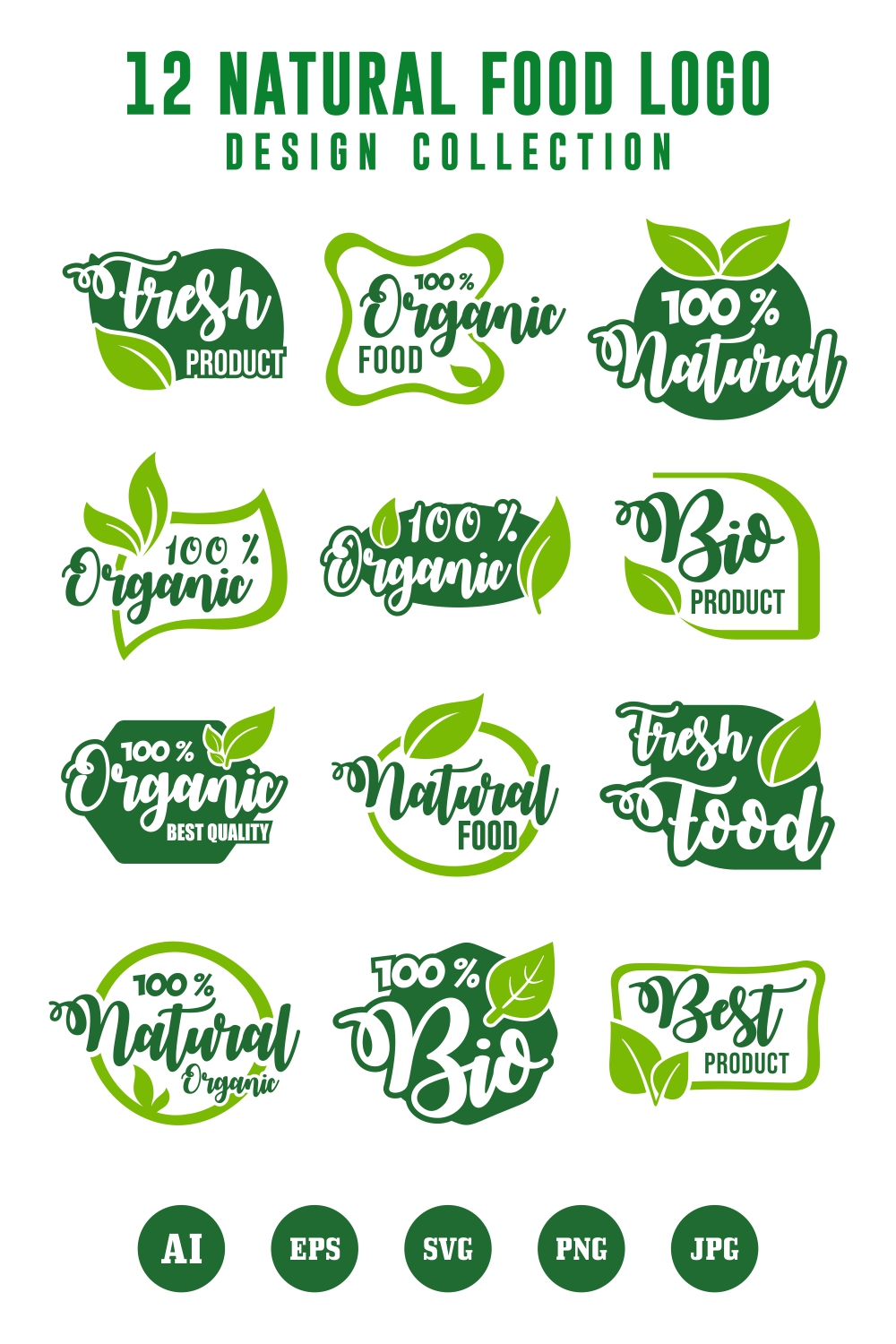 12 Natural food design logo collection pinterest preview image.