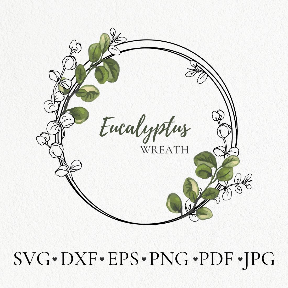 Eucalyptus Watercolor Circle Frame for Wedding Invite cover image.