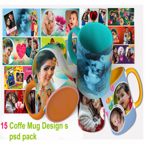 15 Coffe Mug Designs Templates psd pack cover image.
