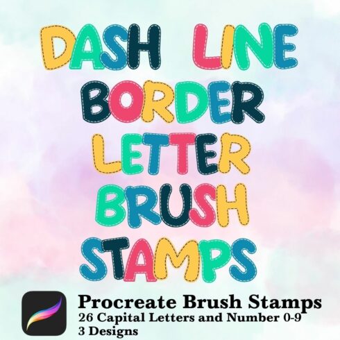 Dash Line Border Letter Brush Stamps cover image.