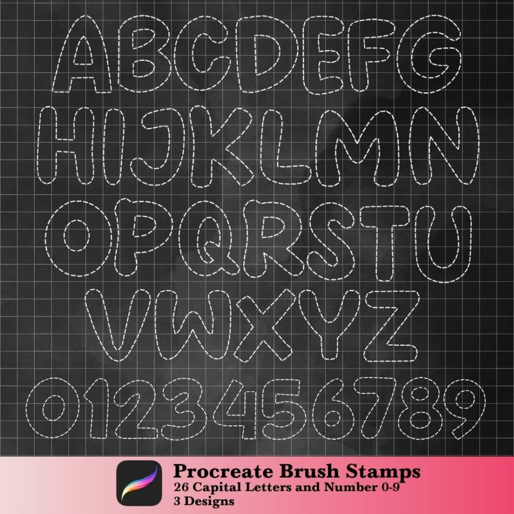 Dash Line Border Letter Brush Stamps - MasterBundles