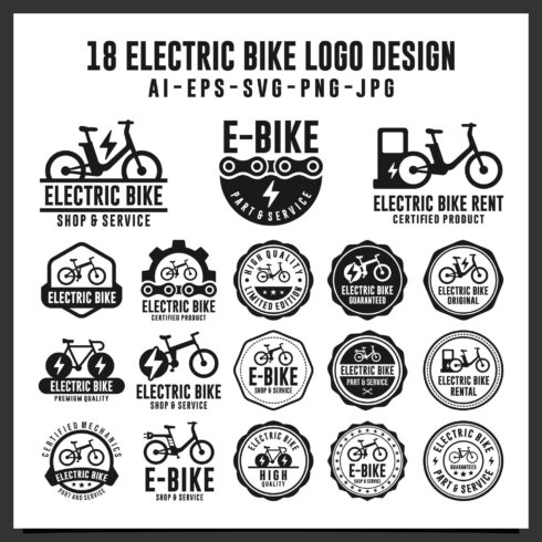 18 Electric bike logo design colection - $12 cover image.
