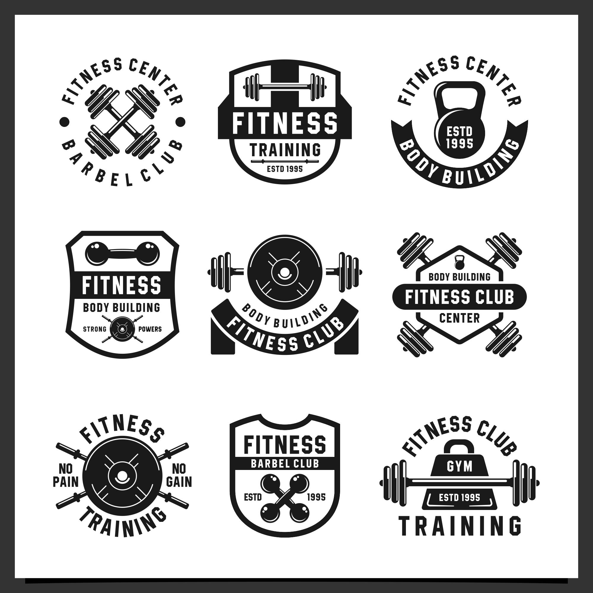 18 Fitness gym logo design collection preview image.