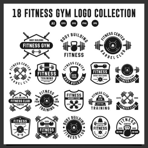 18 Fitness gym logo design collection cover image.