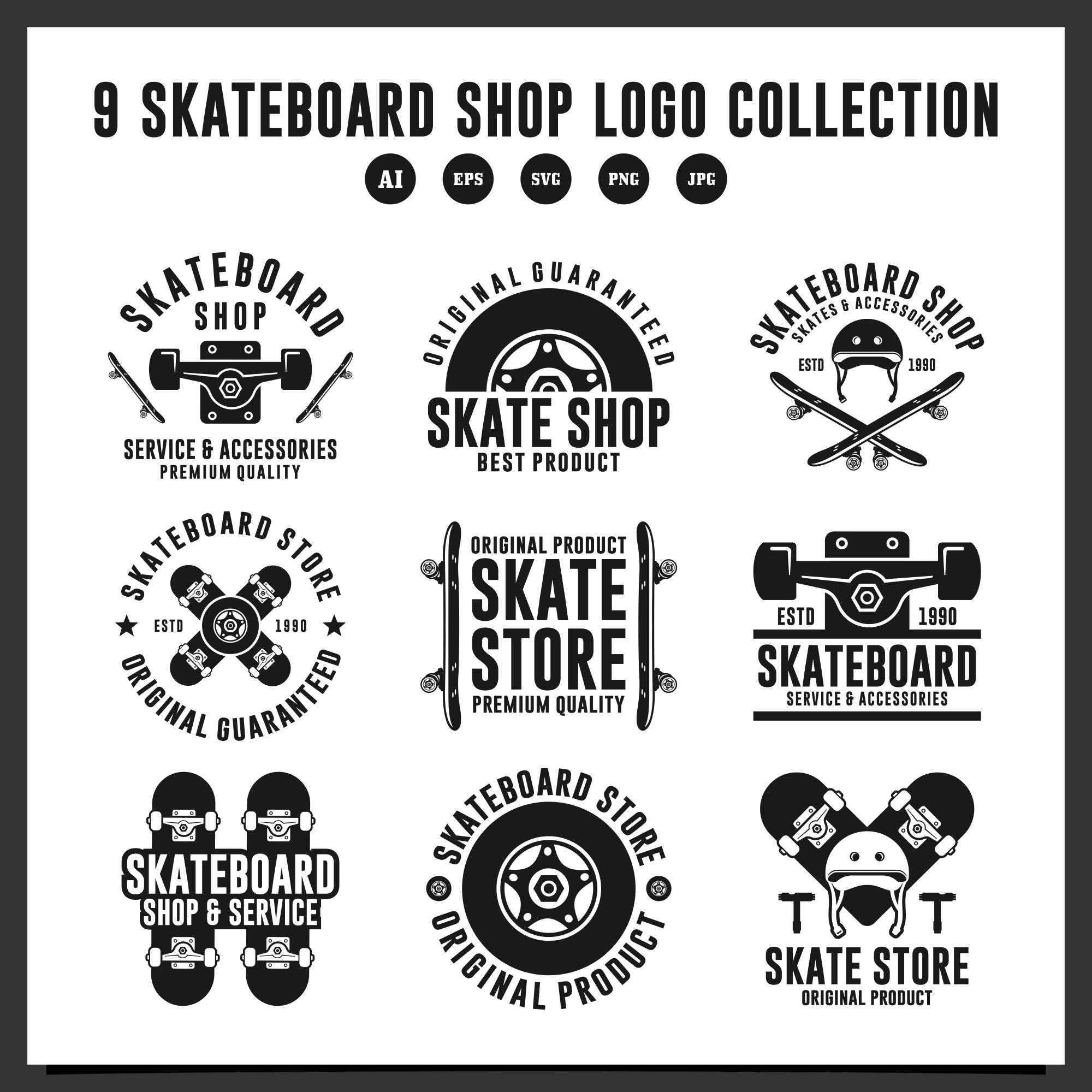 18 Skateboard design logo colllection preview image.