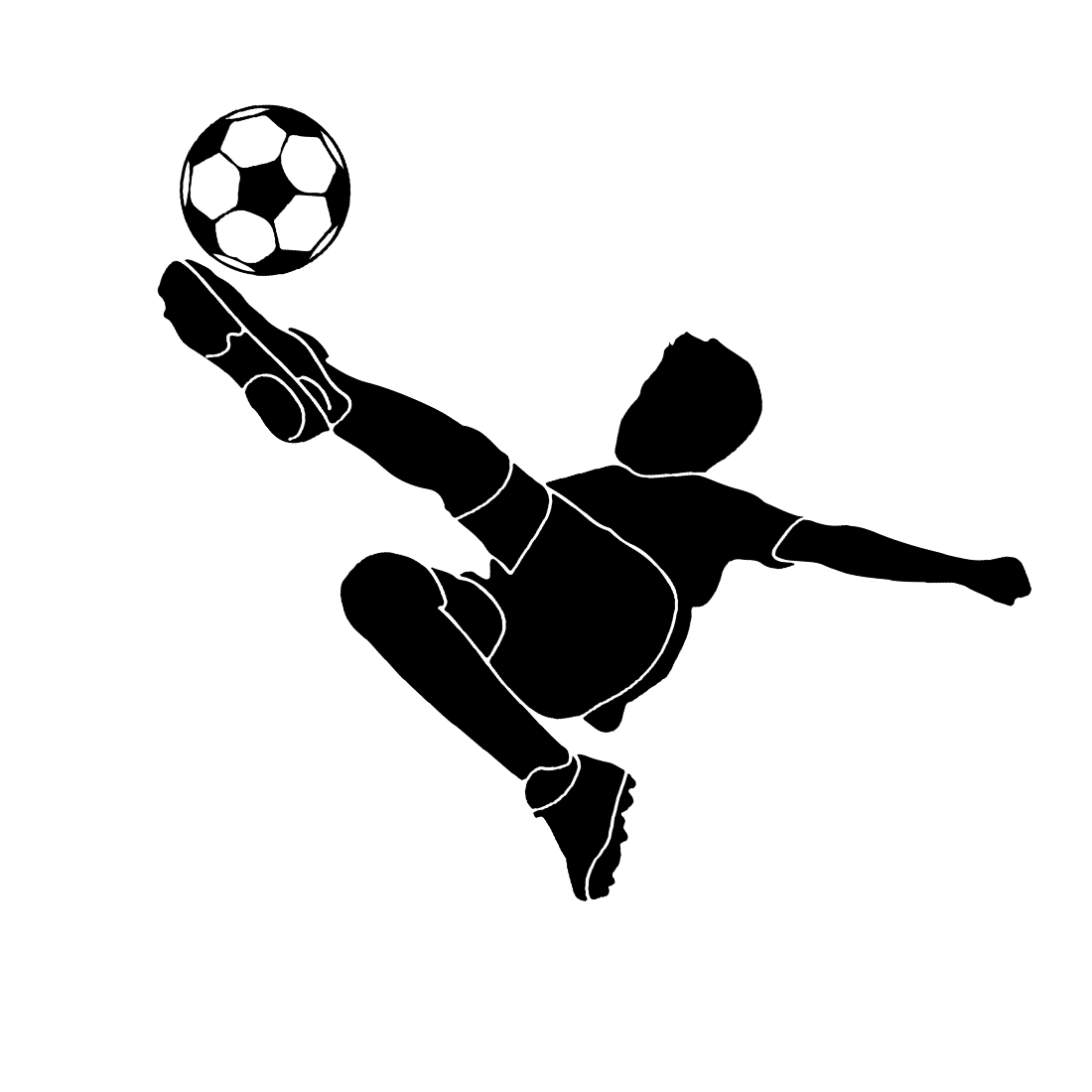 Football Kid Player Silhouette: Vector Illustration for Youth Sports, Cartoon Illustration: Silhouette of a Kid Playing Football, Vector Graphics: Football Kid Player Silhouette Art preview image.