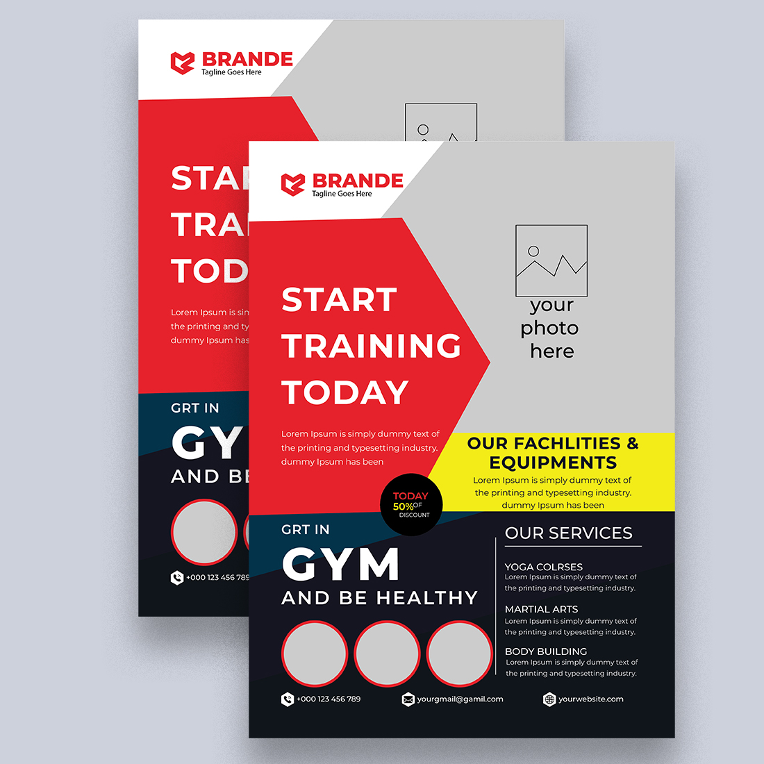 GYM Flyer Design Template preview image.