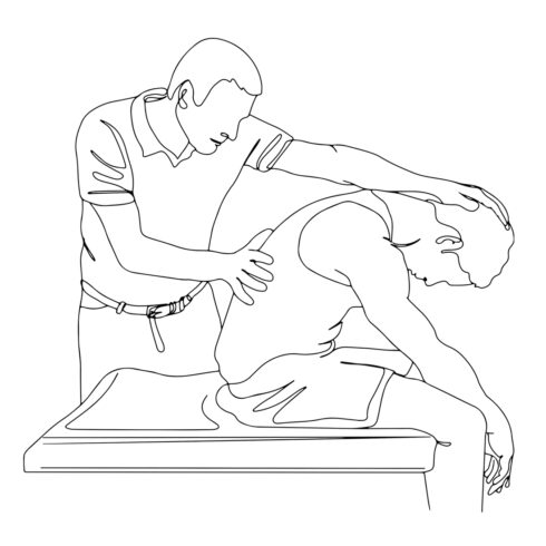 Orthopedic Physiotherapy : Cartoon Medical Illustration, Muscle Stretching Session: Orthopedic Physiotherapy, Young Man's Muscle Stretching, Cartoon Illustration cover image.