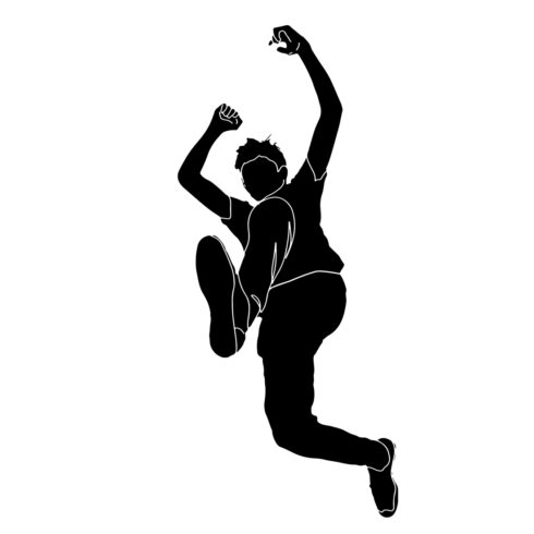 Cartoon Sketch: Young Man Jumping in Air Silhouette from Below, Jump From Below: Dynamic One-Line Illustration of a Leaping Man, Young Man in Mid-Air Jump From Below cover image.