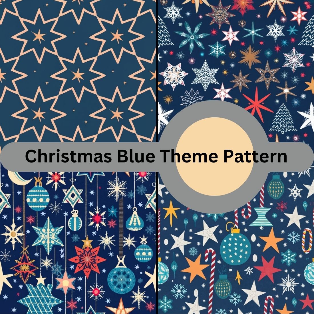 Christmas Blue Theme Texture seamless Pattern preview image.