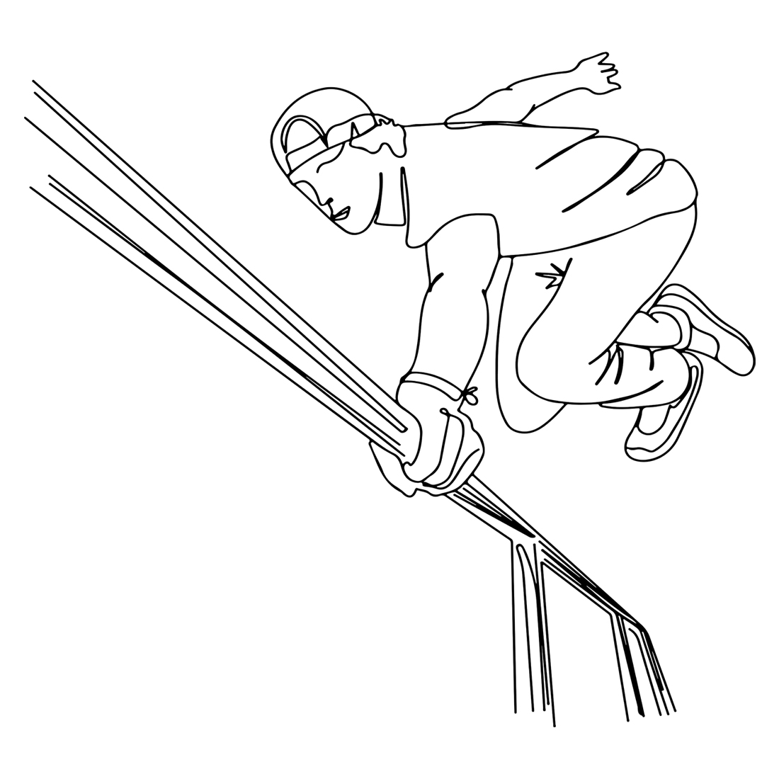 Parkour Jump Silhouette: One-Line Illustration for Dynamic Action, Street Dynamo One-Line Sketch: Man Parkour Jumping Vector, Street Dynamo's One-Line Parkour Jump preview image.