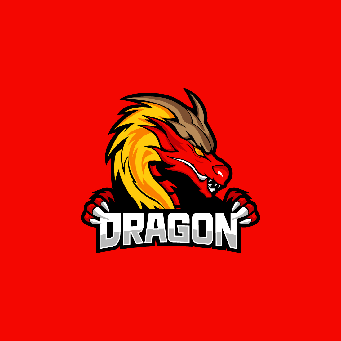 Dragon gaming mascot logo vector preview image.