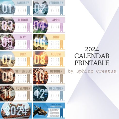 2024 Calendar Printable Template cover image.