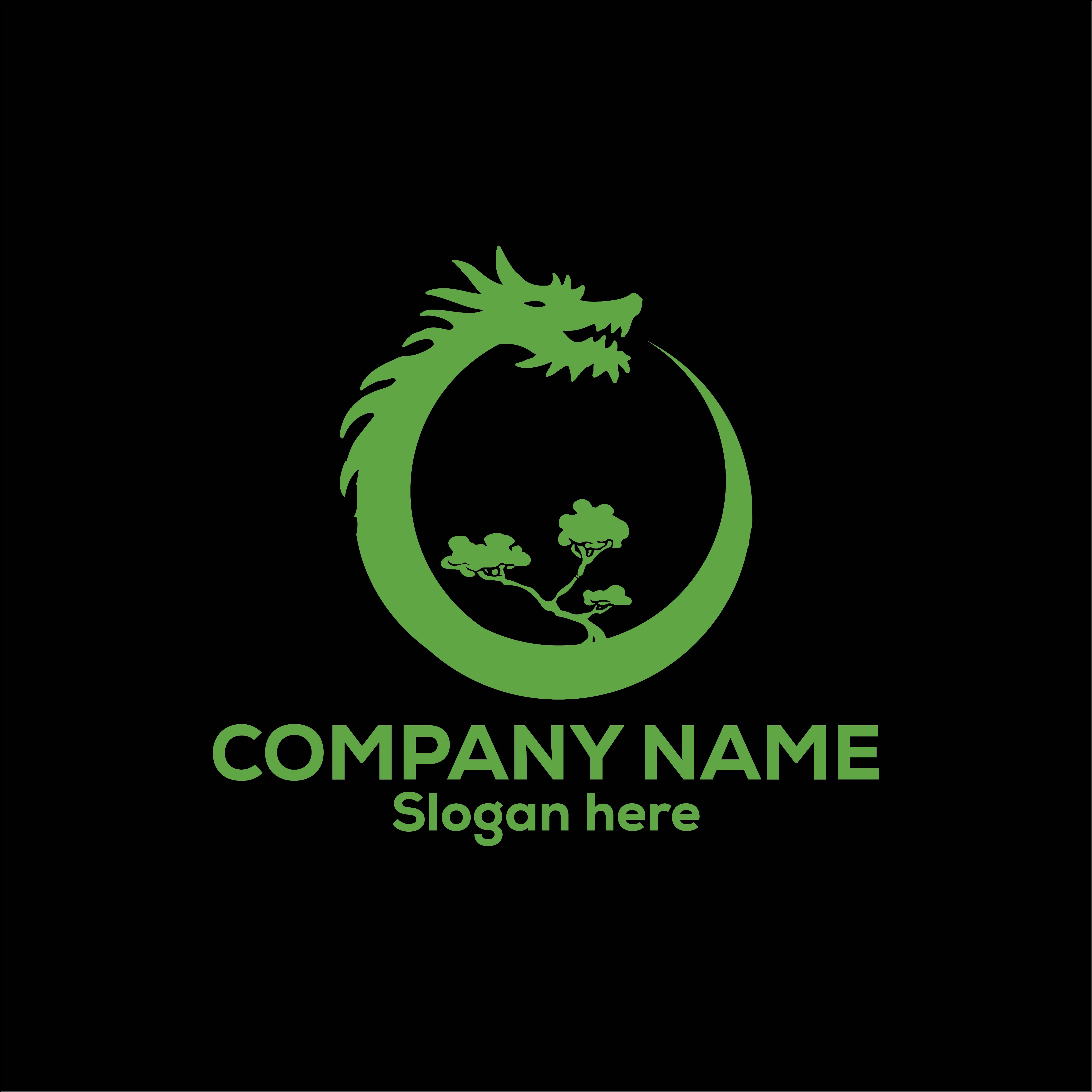 Bonsai Dragon Logo or Icon Design Vector Image Template preview image.