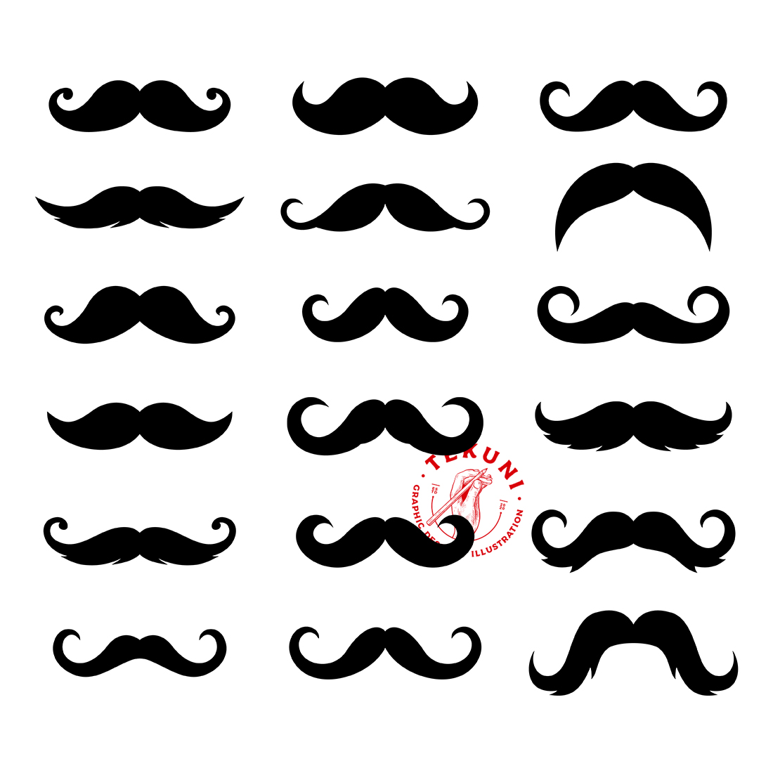 Moustache svg bundle | Digital download preview image.