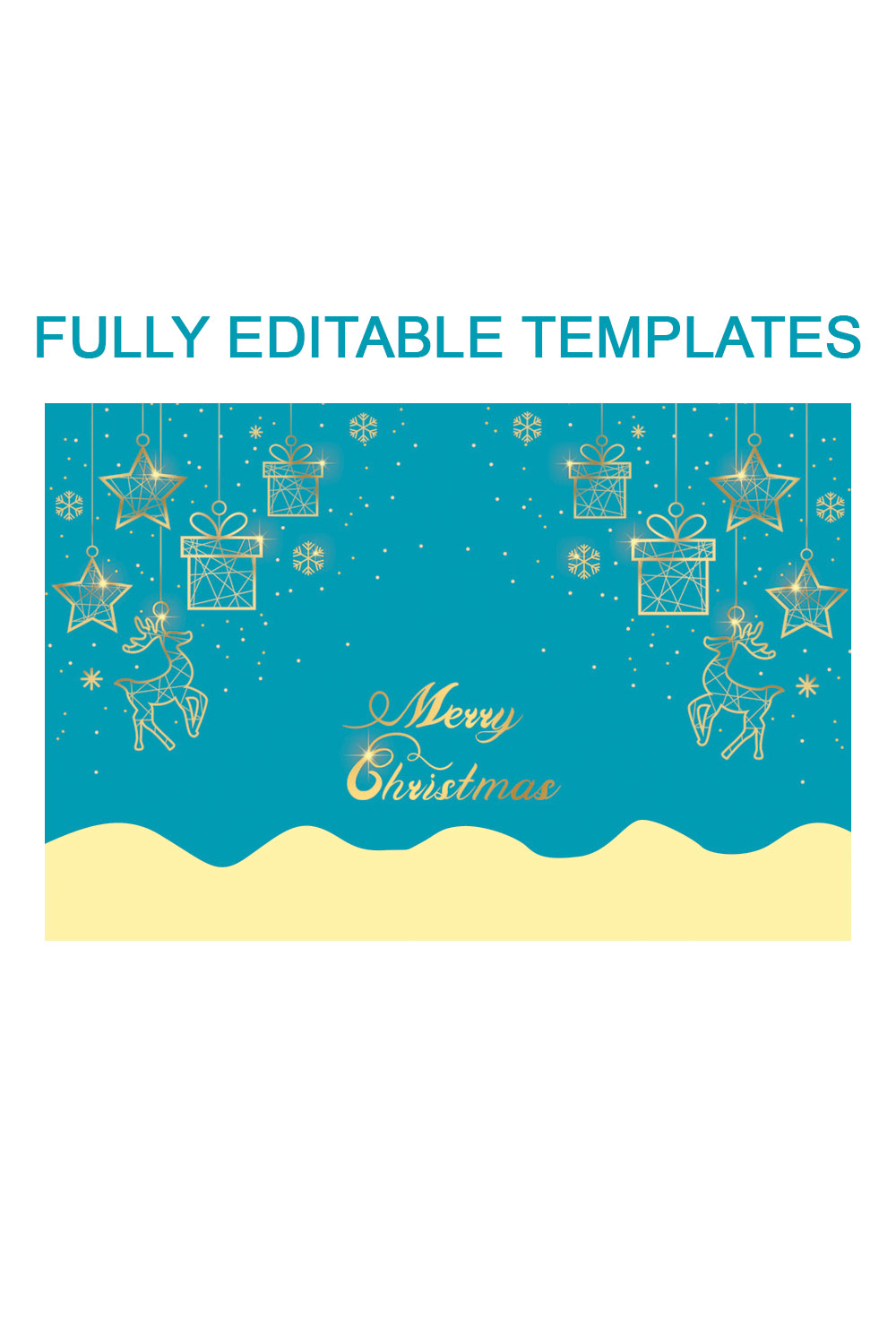 Christmas Card Fully Editable Templates pinterest preview image.