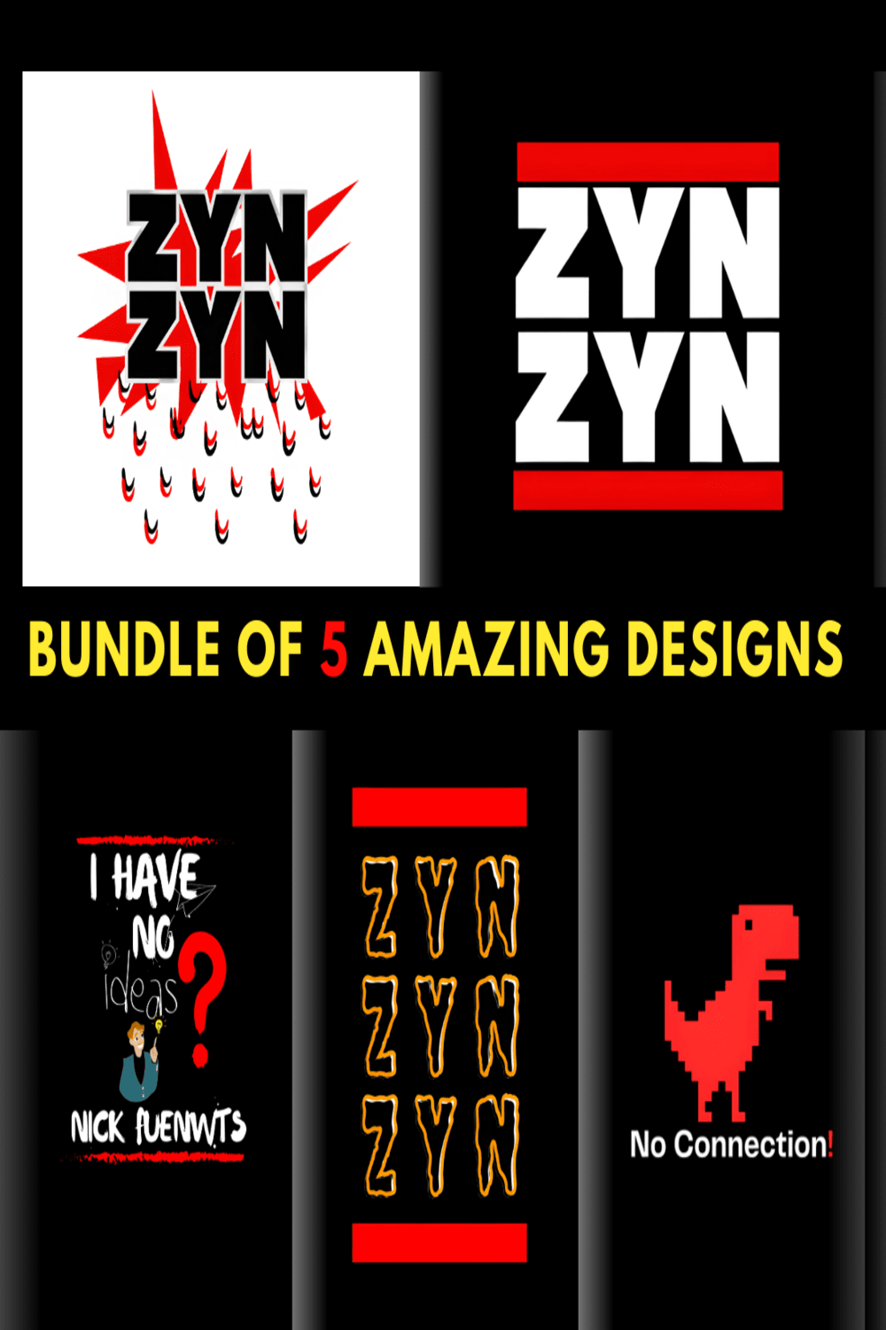 Style Unleashed: Elevate Your Wardrobe with Our Exclusive 5-Piece T-Shirt Collection ZYN ZYN pinterest preview image.