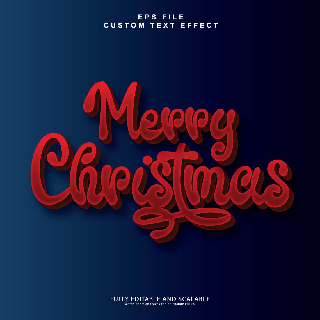 Christmas 3d editable premium text effect preview image.