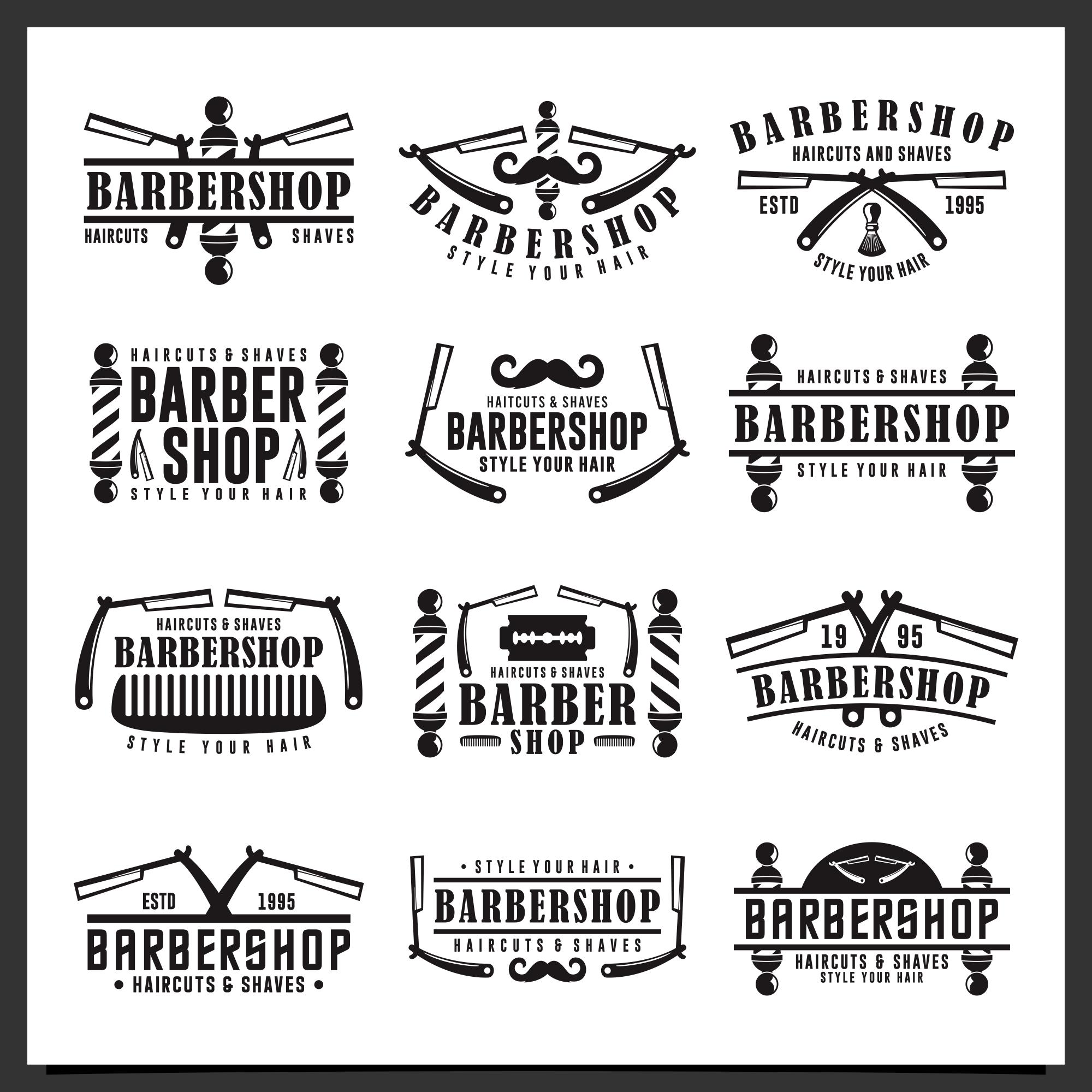 27 Barbershop logo design collection preview image.
