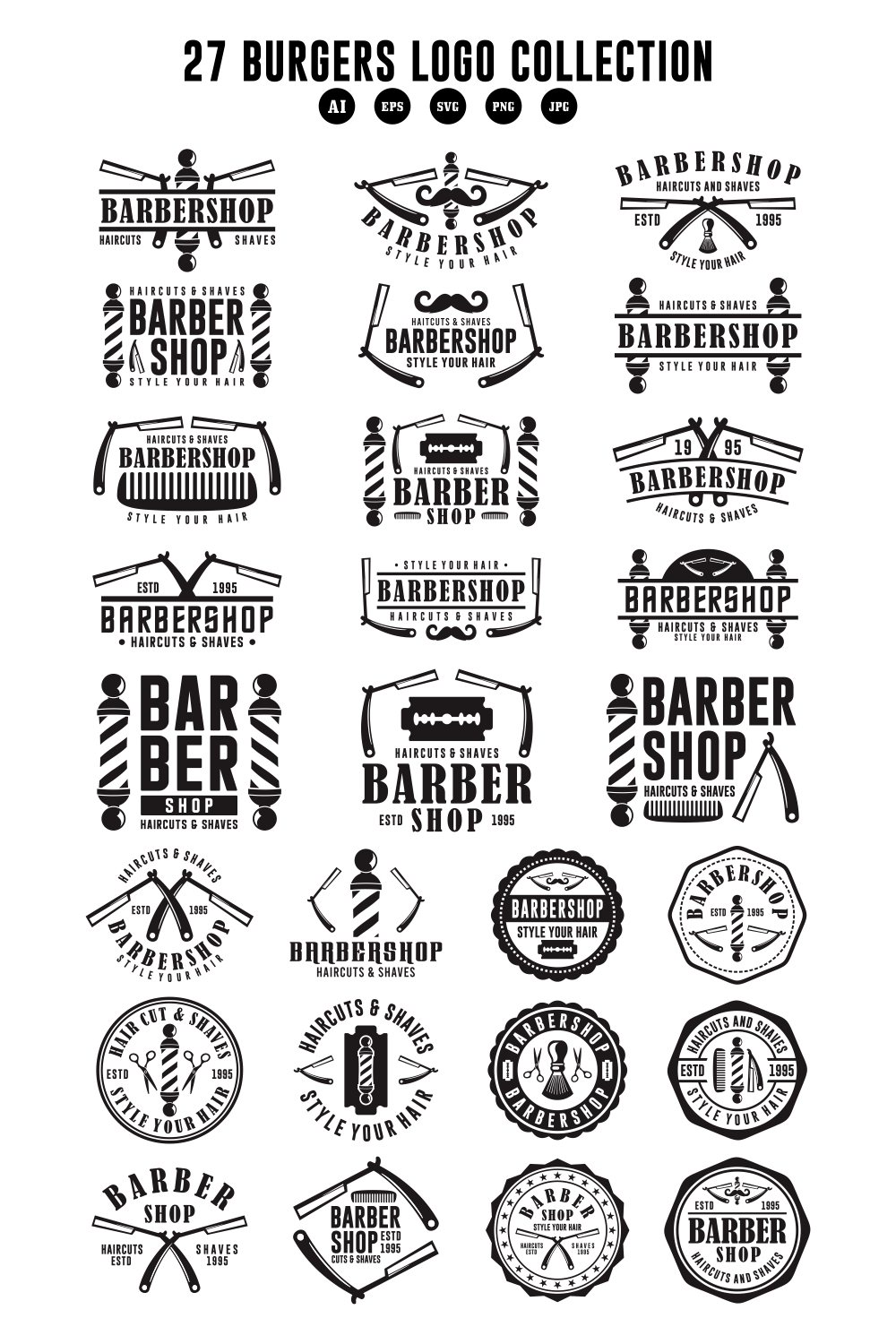 27 Barbershop logo design collection pinterest preview image.