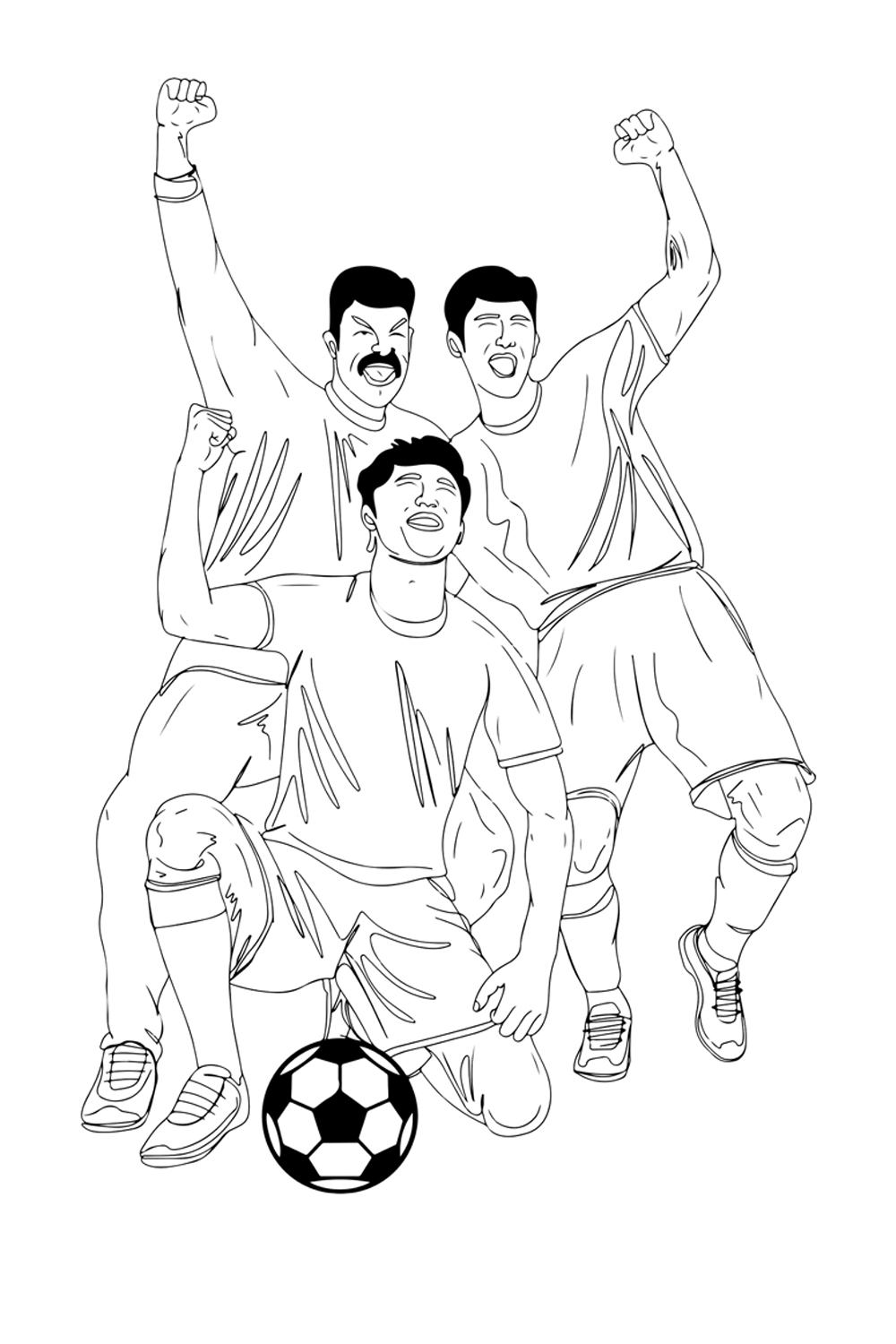 Cup-Winning Joy: Sketch Drawing of Football Team After Final Match, Winning Huddle: Rugby/American Football Team Celebrating Victory, Football Team Celebrating After Final Match pinterest preview image.