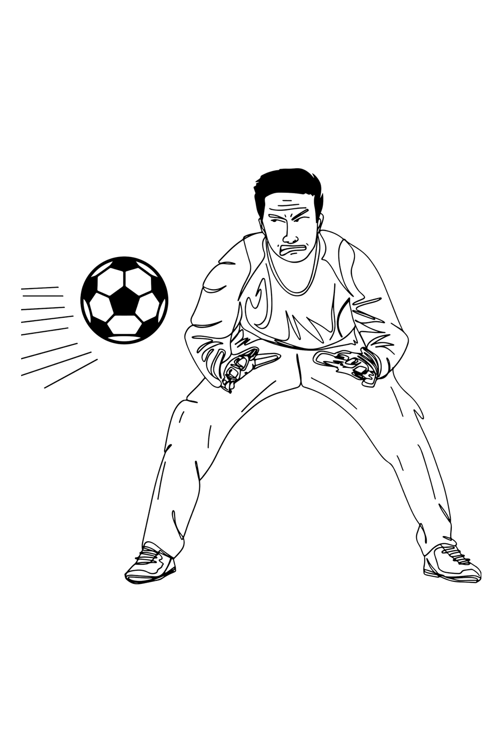 Save the Game: Line Art of Soccer Goalkeeper, Goalkeeper’s Pride: Vector Art of Soccer Save, Diving Defender: Line Art Sketch of Goalkeeper pinterest preview image.