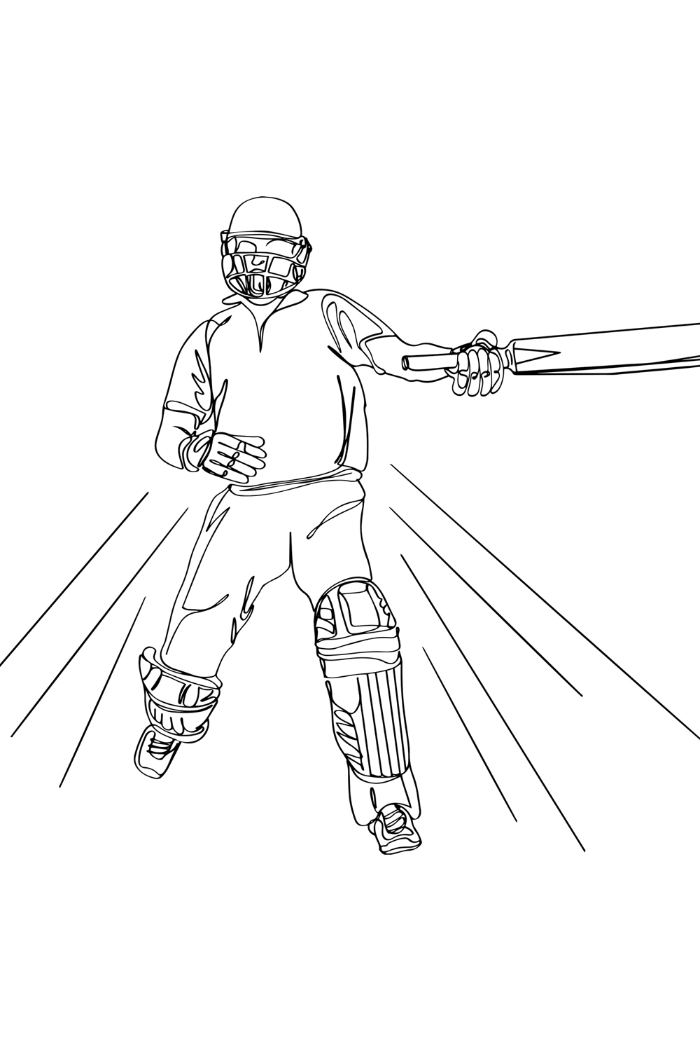 Victorious Jubilation: Hand-Drawn Illustration of Cricket Batsman's Century Leap, Cartoon Elation: Cricket Batsman Soars High in Celebration of a Century, cricket game vector pinterest preview image.