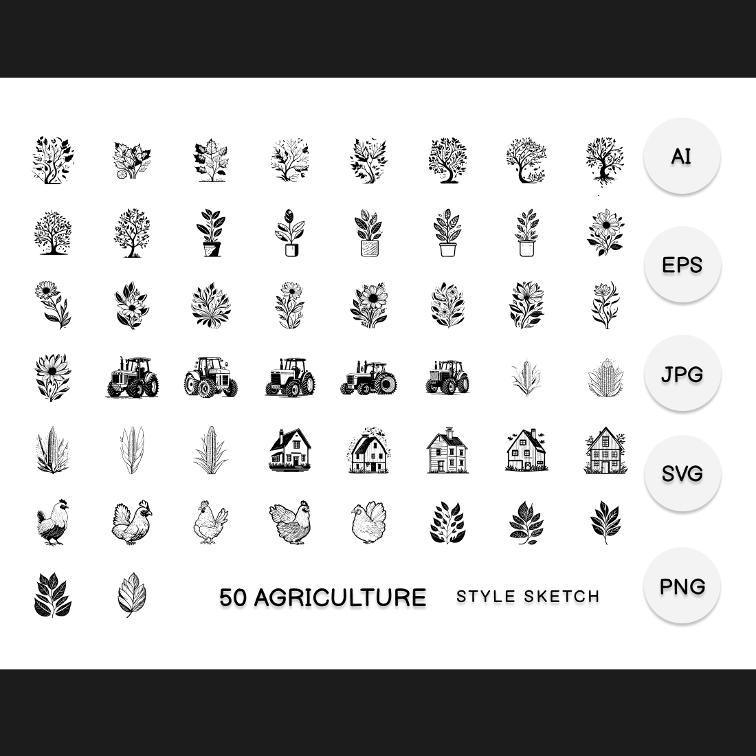 Agriculture element hand draw black cover image.