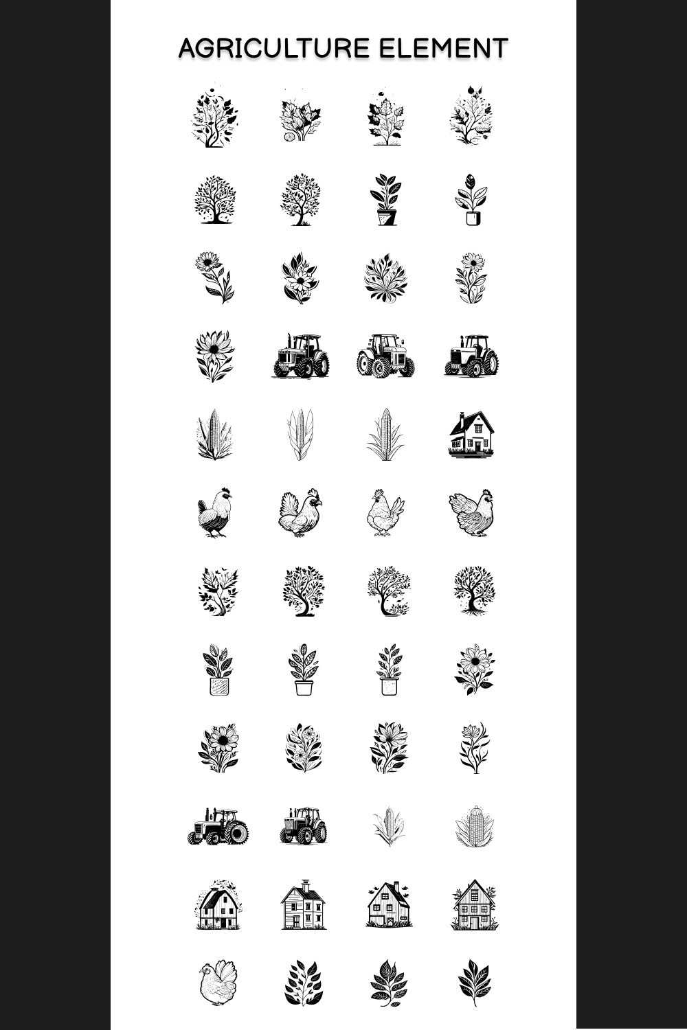 Agriculture element hand draw black pinterest preview image.