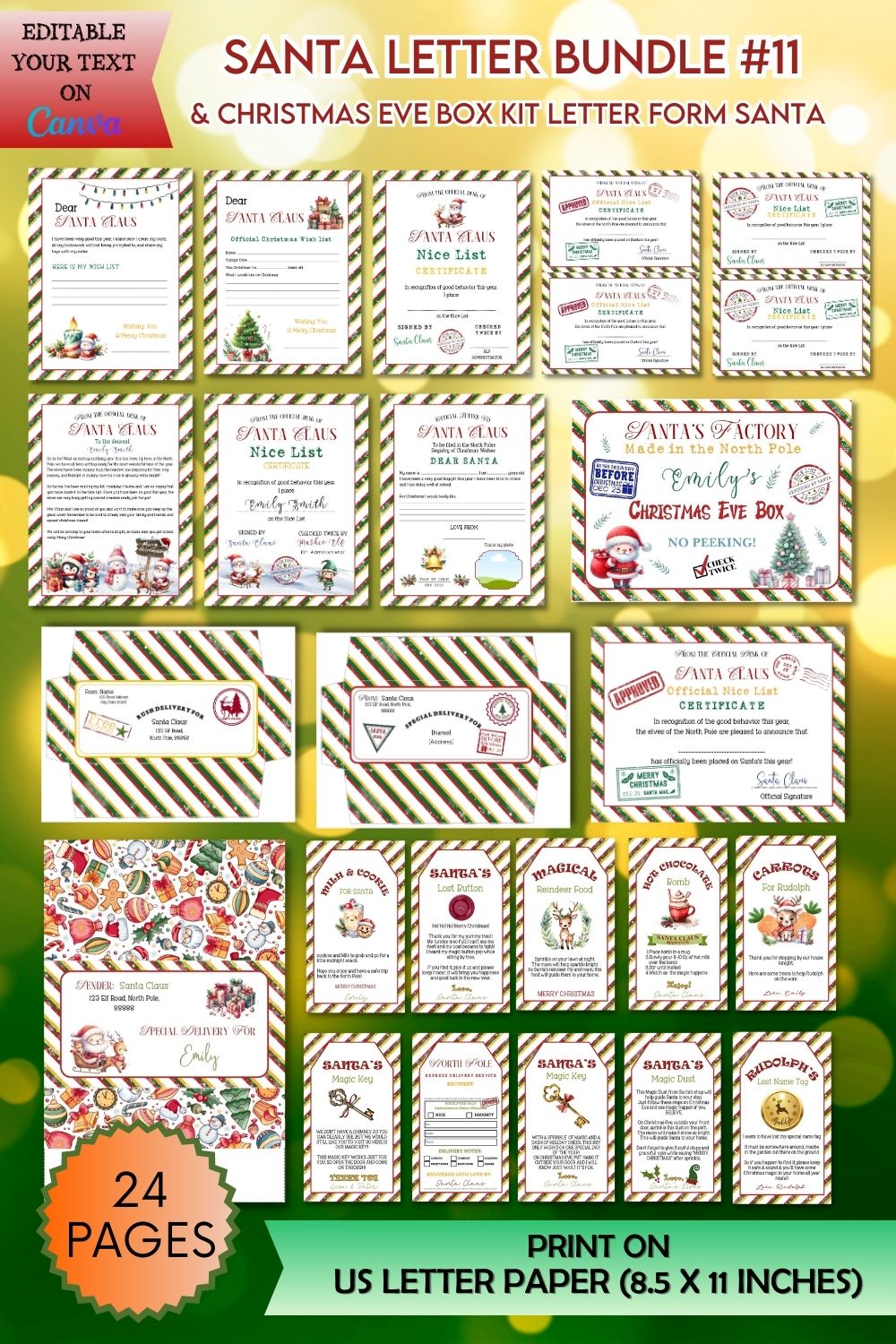 Santa Letter Bundle & Christmas Eve Box Kit - Editable pinterest preview image.