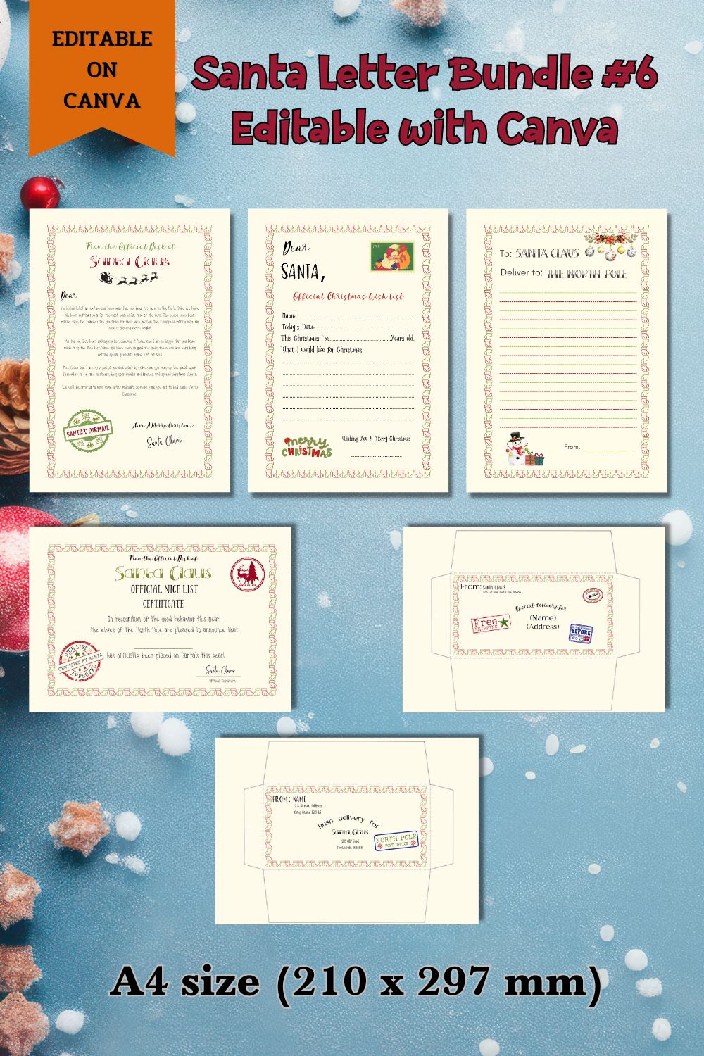 Santa Letter Bunble | Editable by Canva pinterest preview image.