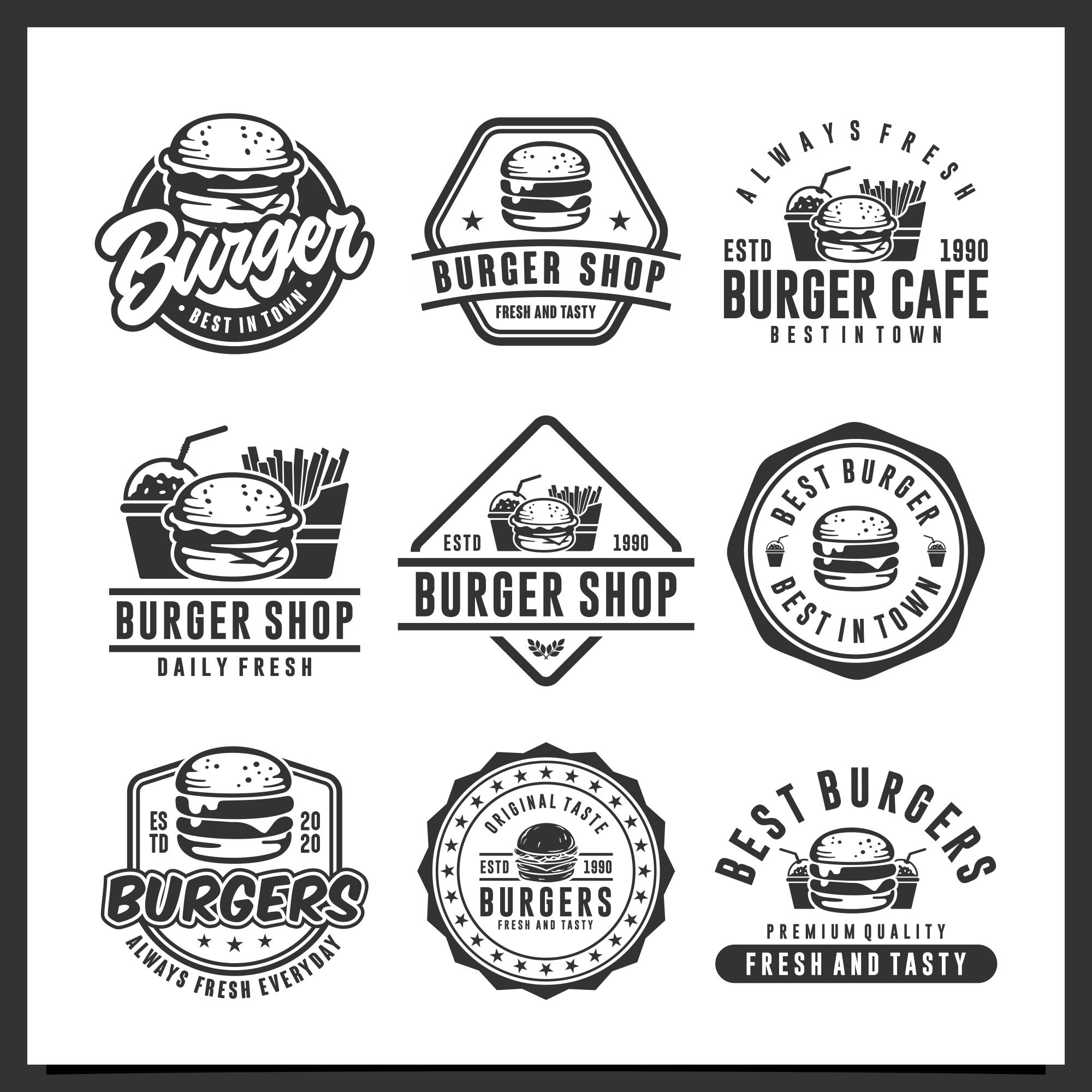 36 Burgers logo badge design collection preview image.
