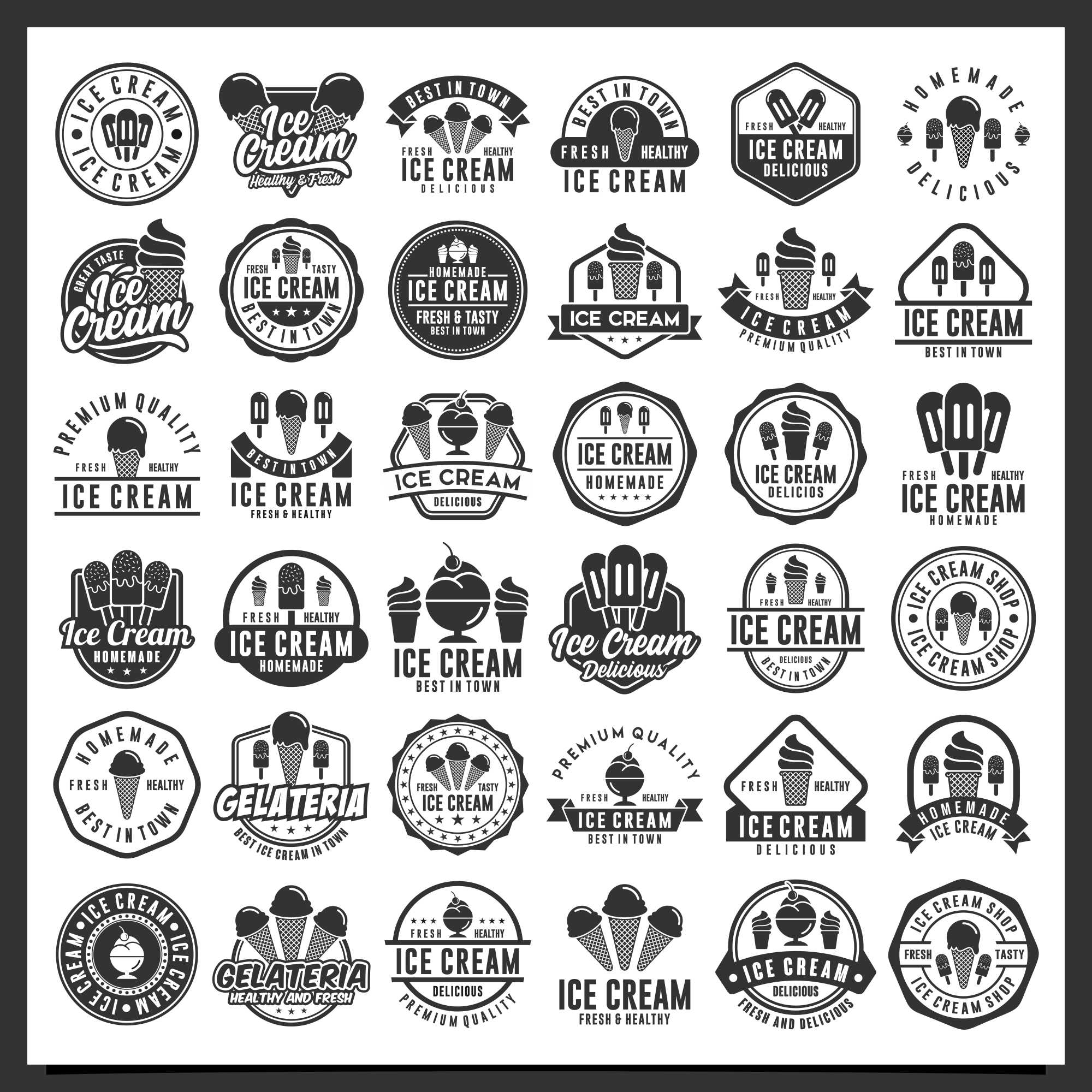 36 Ice cream logo badge design collection cover image.