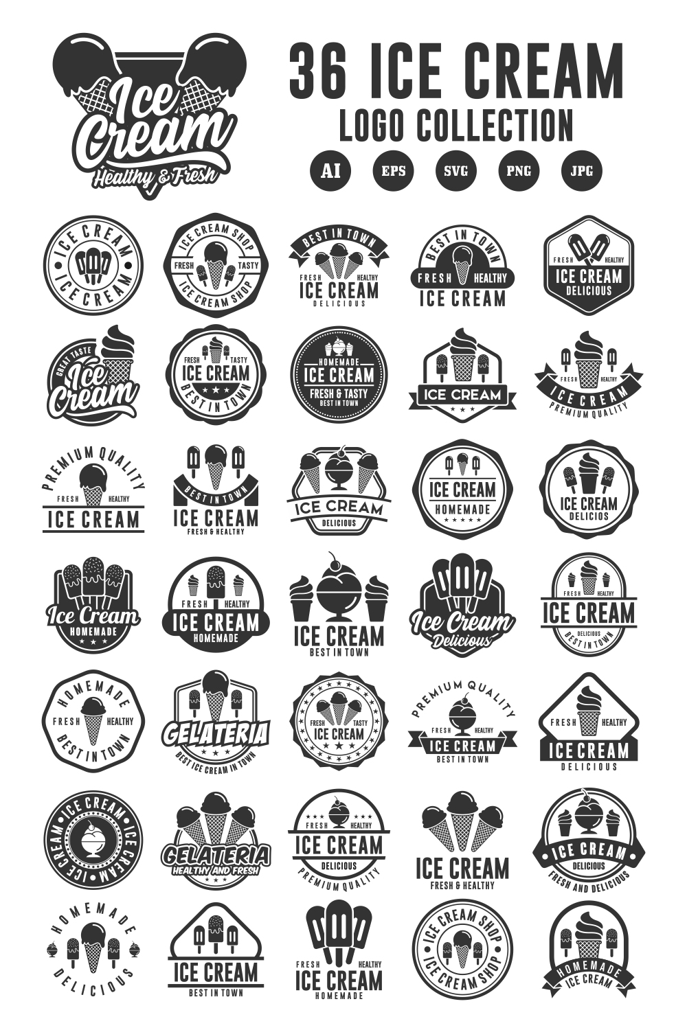 36 Ice cream logo badge design collection pinterest preview image.