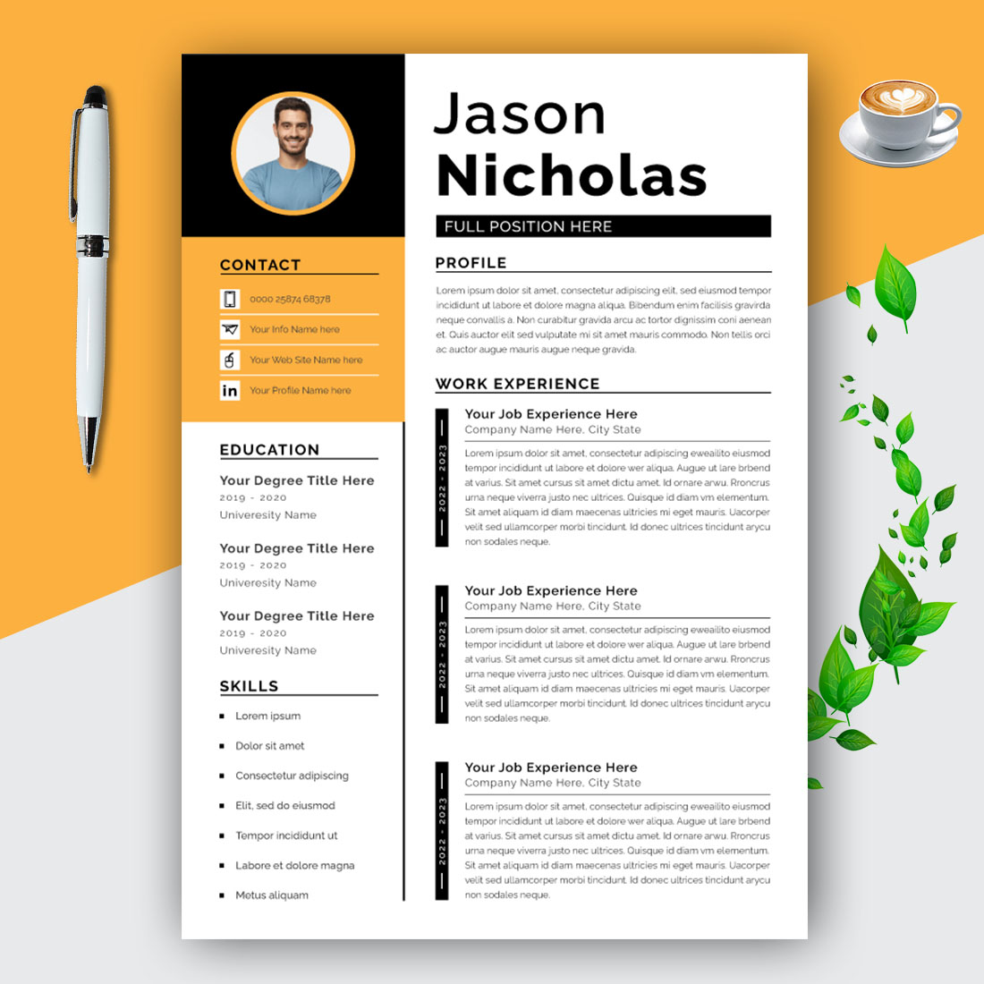 Minimalist Modern Resume Template Design cover image.