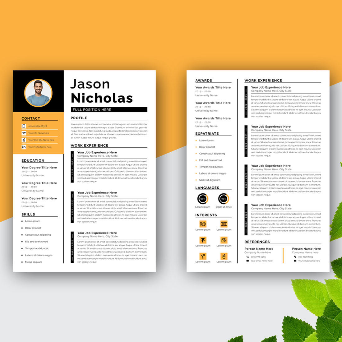 Minimalist Modern Resume Template Design preview image.